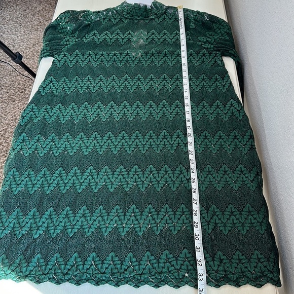 Free People  Simone Mock Neck Lace Dress in Hunter Green Size Small - Picture 11 of 12